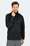 Slazenger SATU Erkek Dik Yaka Fermuarlı Siyah Sweatshirt