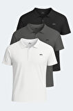 Slazenger SLOAN 3 lü Set Erkek  Beyaz - Siyah - Koyu Gri Tişört