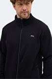 Slazenger MENDOZA I Erkek Fermuarlı Dik Yaka Cepli Siyah Sweatshırt