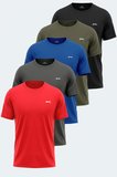 Slazenger ODALIS 5 Lİ SET Erkek  Siyah - Koyu Gri - Lacivert - Haki - Kırmızı Tişört