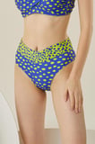 Sarı Lacivert Puantiyeli Tek Alt Bikini