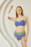 Sarı Lacivert Puantiyeli Tek Alt Bikini