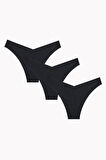 Siyah 3lü Lazer V Shape Brazillian Külot