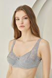 Gri Dantelli Balenli Penye Toparlayıcı Sütyen