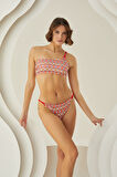 Renkli Sundress Straplez Tek Üst Bikini