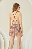Renkli Faded Flower Pareo Etek