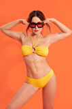 Sarı Reps Basic Tek Alt Bikini