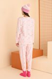 Pembe Cloud Pattern Pijama Takımı