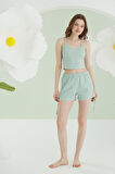 Yeşil  Travel İnce Askılı Şort Takım