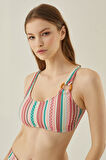 Renkli Soft Tropikal Halter Yaka Bikini Takımı