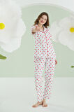 Ekru Kalpli Önden Düğmeli Pijama Takımı