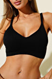 Siyah Light İnvisible V Kesim Dikişsiz Sütyen