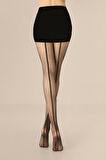 Siyah Vintage Arka Dikişli Külotlu Çorap