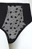Siyah Bow Yüksek Bel Slip Külot