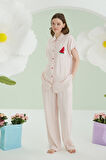 Pembe Karpuz Desenli Önden Düğmeli Pijama Takım