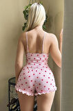 Pembe Nightlight Strawberry Ruffle Şortlu Takım