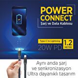 Polosmart PSM76 1.2 Metre Type-c to Lightning Şarj Kablosu Siyah