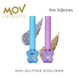 MOV Glitter Eyeliner Mavi – Işıltılı Mavi Kalem Eyeliner – Suya / Tere Dayanıklı Parlak Görünüm