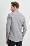Erkek Siyah-beyaz Slim Fit Dar Kesim Klasik Yaka Armürlü Gömlek
