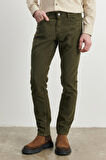 Erkek Haki Slim Fit Dar Kesim Esnek Kadife Pantolon