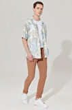 Slim Fit Dar Kesim Diyagonal Desenli Esnek Pantolon