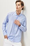 Slim Fit Uzun Kollu Cepsİz Çizgili Erkek Gömlek 4A2023100160