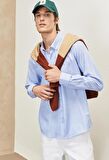 Slim Fit Uzun Kollu Cepsİz Çizgili Erkek Gömlek 4A2023100160