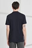%100 Organik Pamuklu Erkek Lacivert Slim Fit Dar Kesim Polo Yaka Tişört