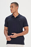 %100 Organik Pamuklu Erkek Lacivert Slim Fit Dar Kesim Polo Yaka Tişört