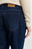 Erkek Lacivert Comfort Fit Rahat Kesim %100 Pamuk Denim Jean Kot Pantolon