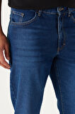 Erkek Mavi Comfort Fit Rahat Kesim %100 Pamuk Denim Jean Kot Pantolon