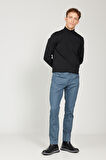 Slim Fit Dar Kesim 5 Cepli Desenli Pamuklu Pantolon