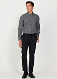 Altınyıldız Classics Slim Fit Düğmeli Yaka Siyah - Beyaz Erkek Gömlek 4A2024100031