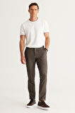 Slim Fit Dar Kesim Yan Cepli Tweet Desenli Beli Lastikli Pantolon