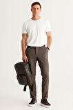 Slim Fit Dar Kesim Yan Cepli Tweet Desenli Beli Lastikli Pantolon