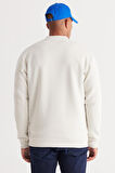 Erkek Bej Standart Fit Normal Kesim Içi Polarlı 3 Iplik Kolej Yaka Pamuklu Sweatshirt Ceket