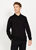 Altınyıldız Classics Polo Yaka Standart Siyah Erkek Kazak 4A4924100059