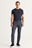 Slim Fit Dar Kesim Yan Cepli Tweet Desenli Beli Lastikli Pantolon