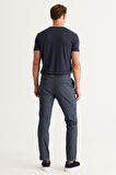 Slim Fit Dar Kesim Yan Cepli Tweet Desenli Beli Lastikli Pantolon