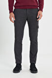 Slim Fit Dar Kesim Diyagonal Desenli Kargo Cepli Esnek Pantolon