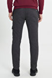 Slim Fit Dar Kesim Diyagonal Desenli Kargo Cepli Esnek Pantolon