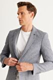 Altınyıldız Slim Fit Dar Kesim Mono Yaka Desenli Erkek Ceket 4A0424100042