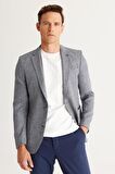 Altınyıldız Slim Fit Dar Kesim Mono Yaka Desenli Erkek Ceket 4A0424100042
