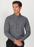 Altınyıldız Classics Slim Fit Düğmeli Yaka Siyah - Beyaz Erkek Gömlek 4A2024100031