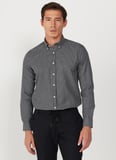 Altınyıldız Classics Slim Fit Düğmeli Yaka Siyah - Beyaz Erkek Gömlek 4A2024100031