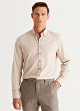 Altınyıldız Classics Slim Fit Düğmeli Yaka Bej Erkek Gömlek 4A2024100059