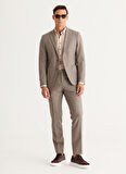 Altınyıldız Classics Slim Fit Düğmeli Yaka Bej Erkek Gömlek 4A2024100059