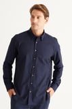 Slim Fit Dar Kesim Gizli Düğme Yaka %100 Pamuk Gömlek
