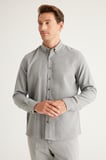 Slim Fit Dar Kesim Klasik Yaka Organik Pamuk Karışımlı Gömlek