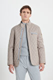 Standart Fit Normal Kesim Dik Yaka Desenli Overcoat